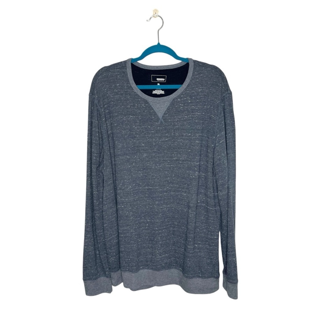 Sonoma Men’s Paramount Blue Double Knit Rayon Blend Crewneck Top